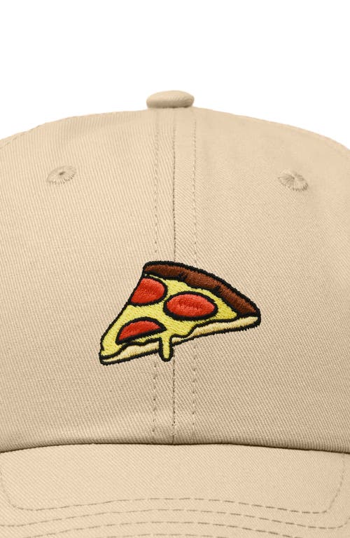 Dalix Pizza Slice Embroidered Dad Hat In Khaki