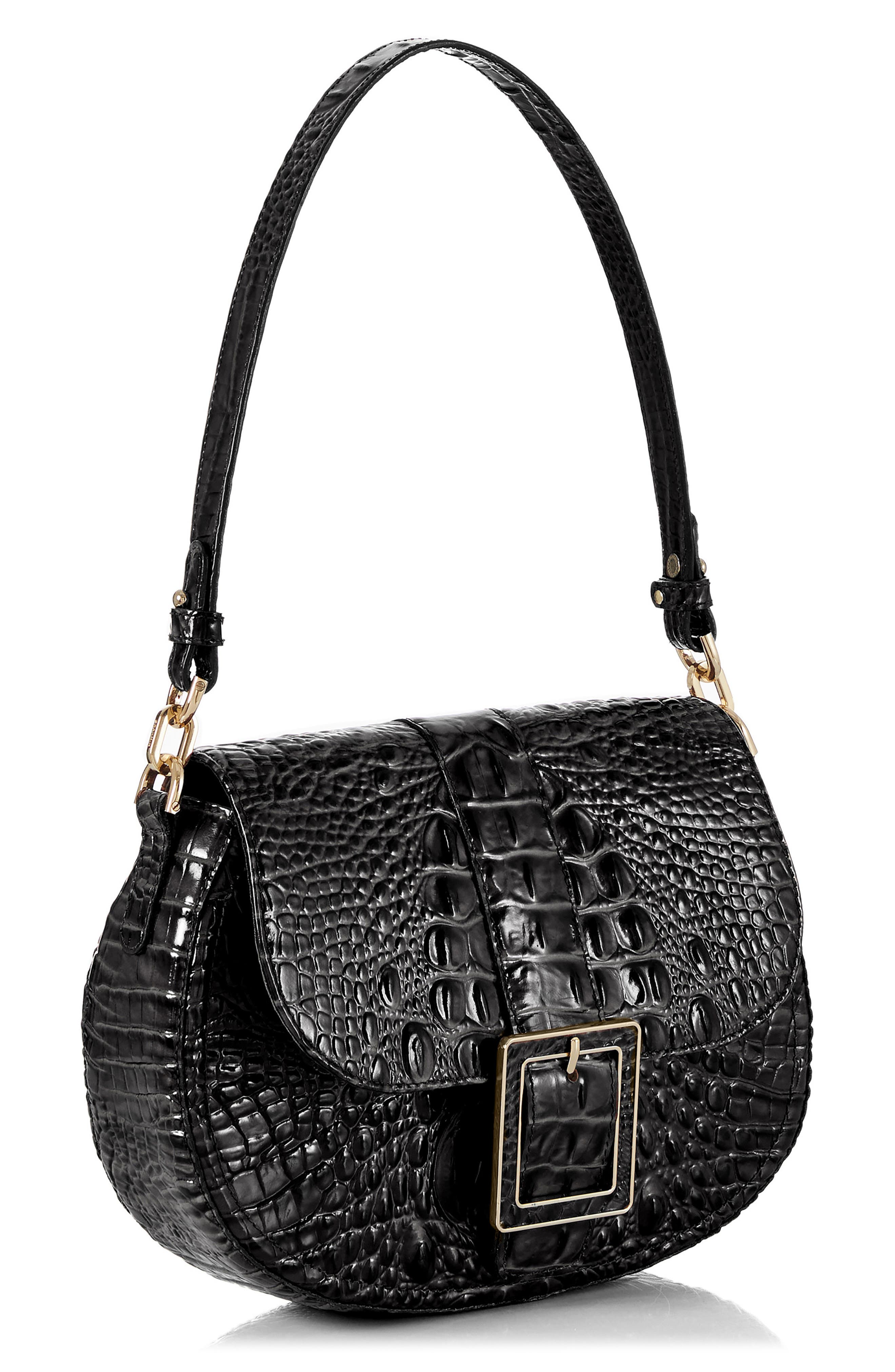 Brahmin Cynthia Croc Embossed Leather Shoulder Bag, Alternate, color, 