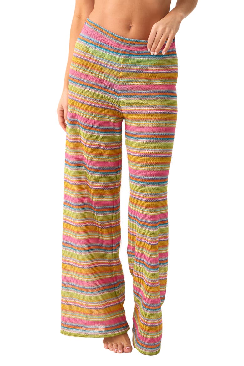 Meg Stripe High Waist Cover-Up Pants, Main, color, RAINBOW