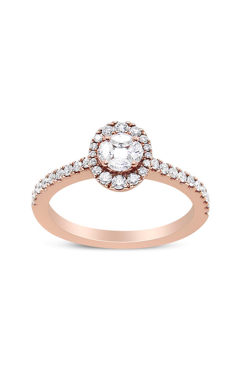 Haus of Brilliance 18K Rose Gold 1/2 Cttw Diamond Oval Shaped Halo Engagement Ring, Alternate, color, Pink