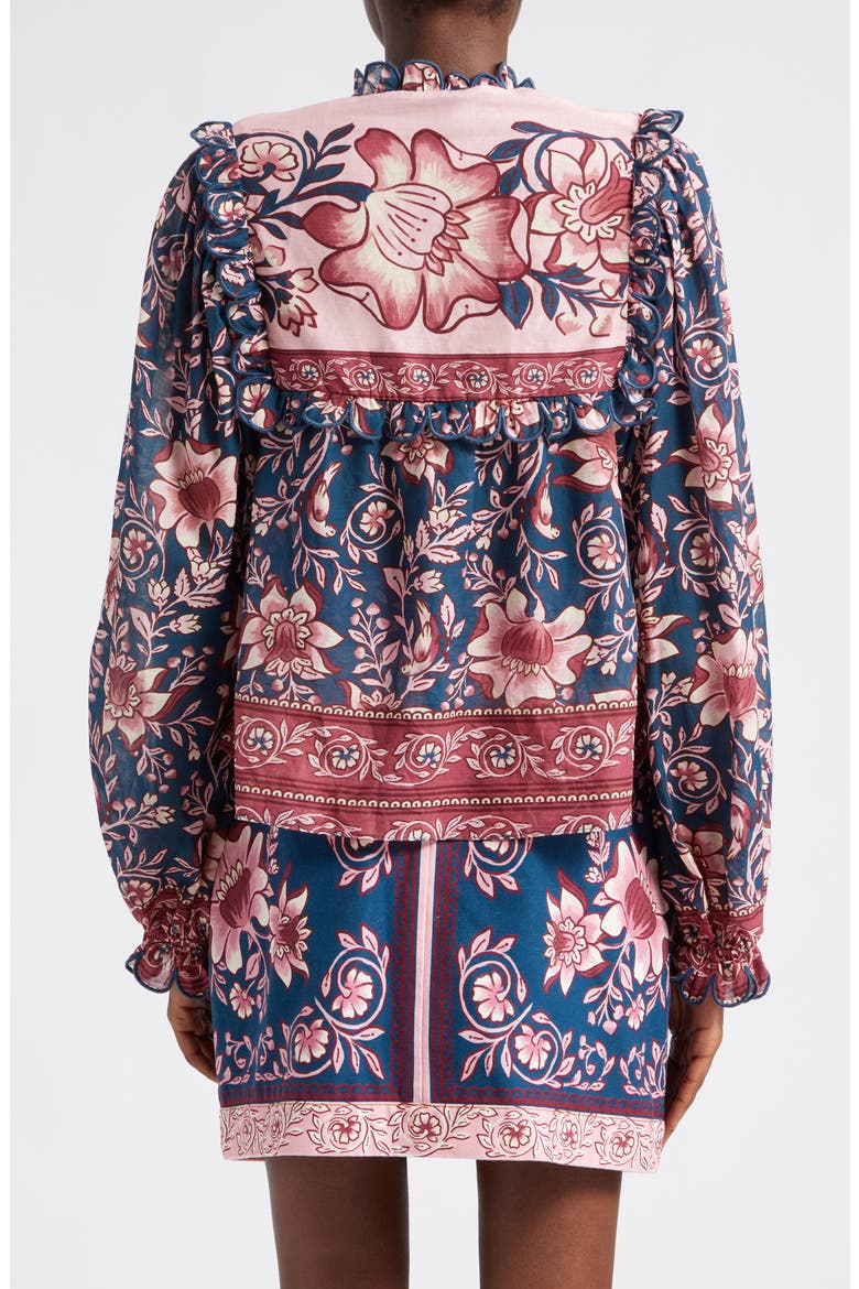 Ainika Charm Floral Cotton Top, Alternate, color, TEAL