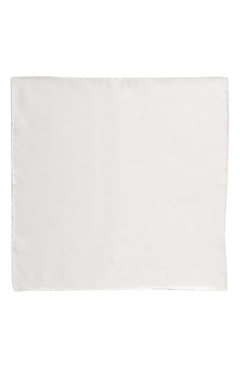 Thom Sweeney Silk Pocket Square, Alternate, color, Whi