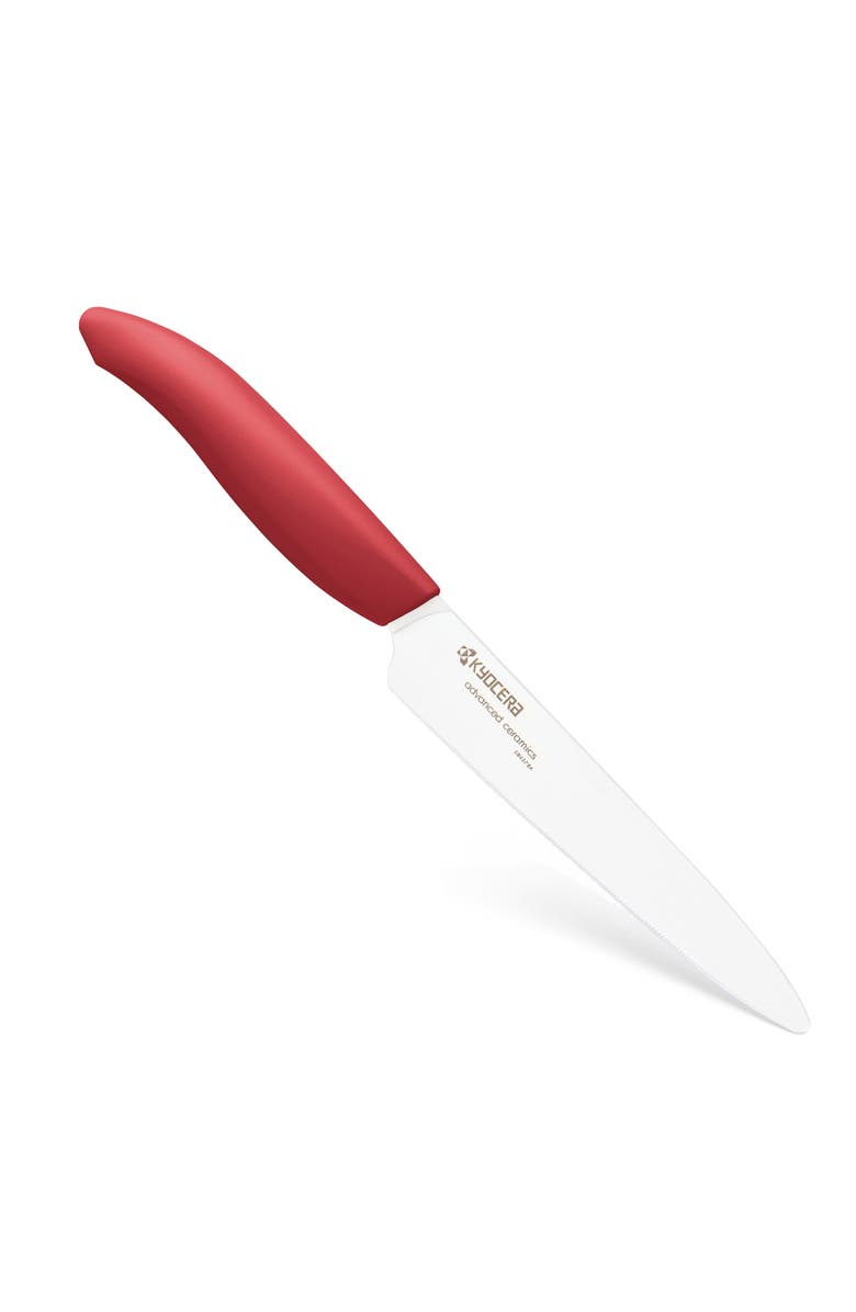 Kyocera Revolution Ceramic 5 Inch Micro Serrated Tomato Knife, Red, Main, color, Red