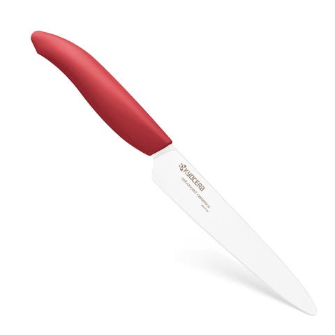 Revolution Ceramic 5 Inch Micro Serrated Tomato Knife, Red