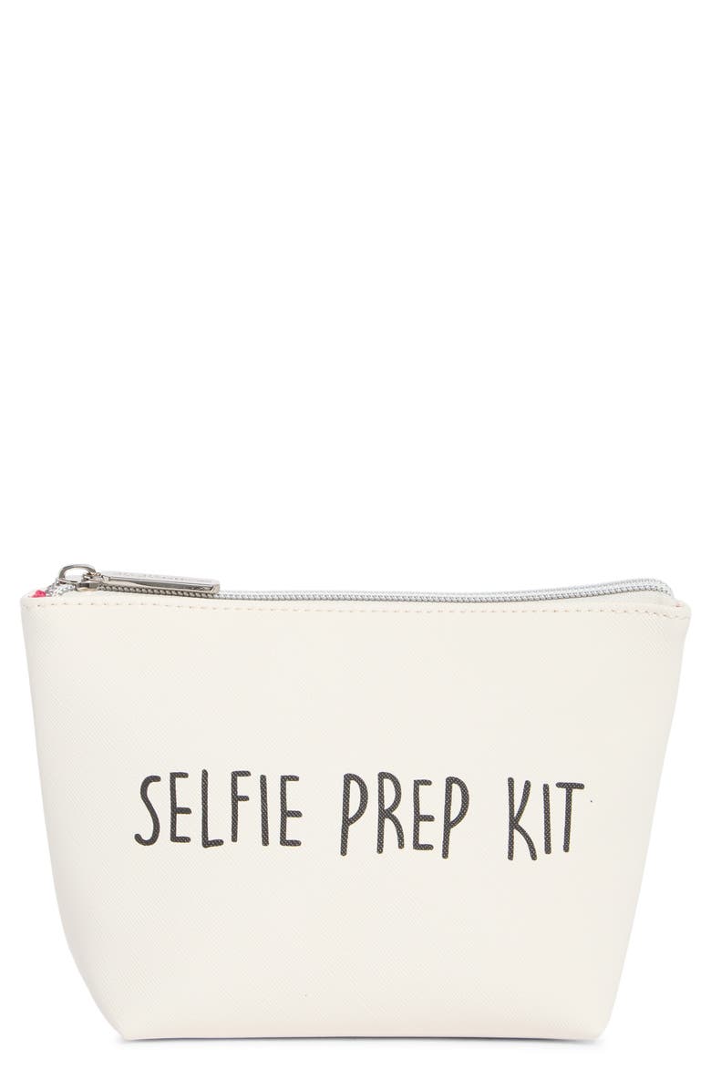 BCBG Selfie Prep Cosmetic Case, Main, color, Ecru