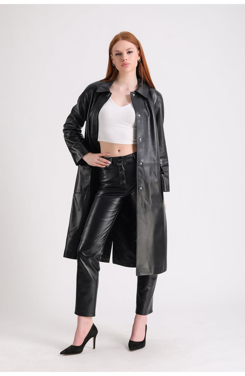 FURNIQ UK LLC Pimlico Leather Trench Coat, Main, color,