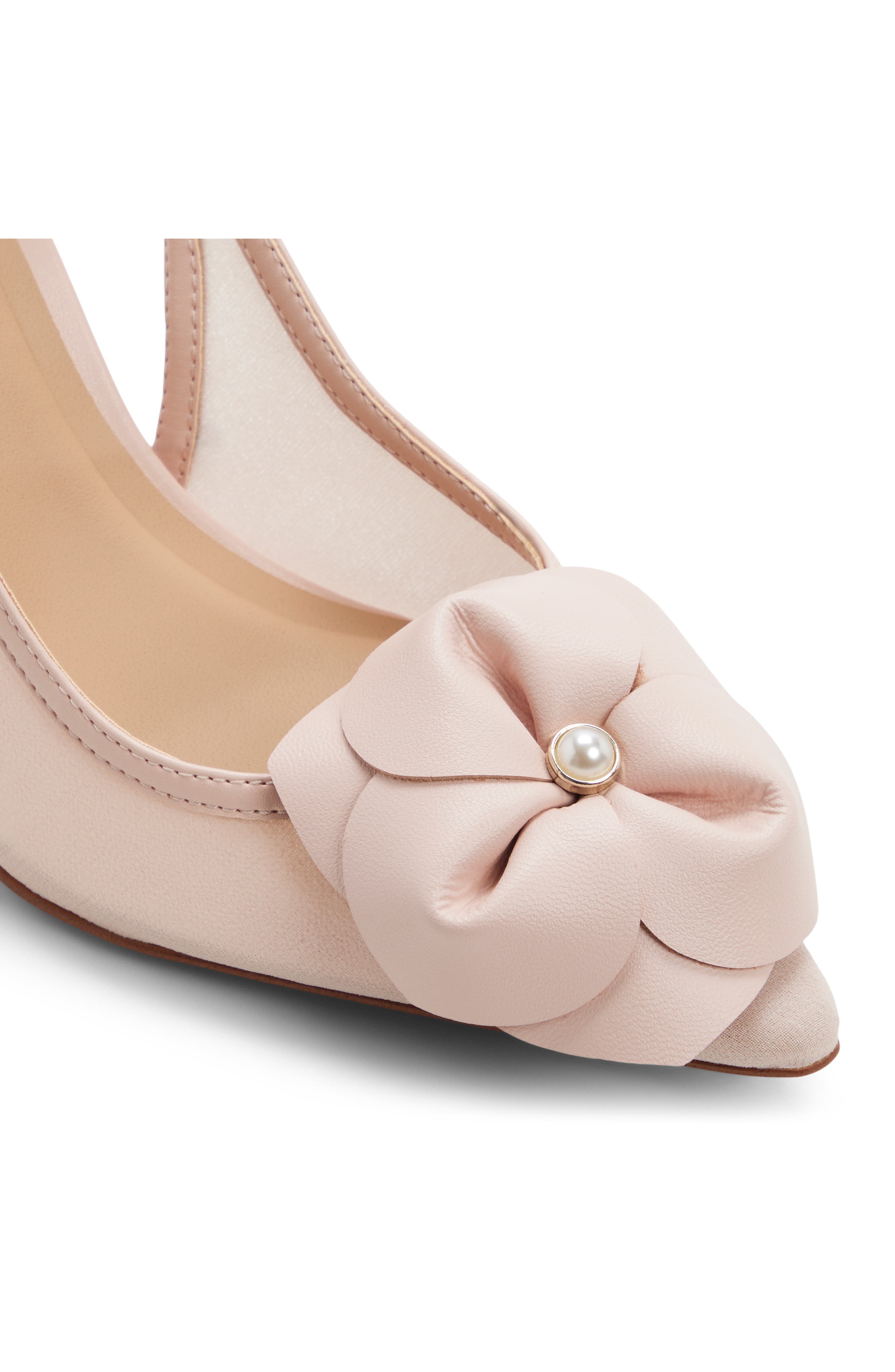 Maya Flower Faux Pearl Ankle Strap Pump, Alternate, color, PINK
