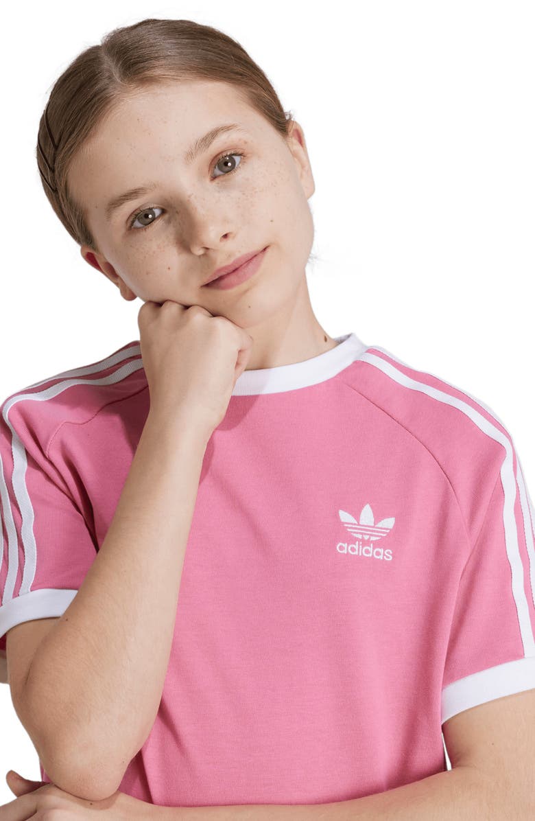 adidas Kids' 3-Stripes Cotton T-Shirt Dress, Alternate, color,