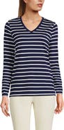 Lands' End Relaxed Supima Cotton Long Sleeve V-Neck T-Shirt