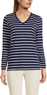 Lands' End Supima Cotton Long Sleeve V-Neck T-Shirt