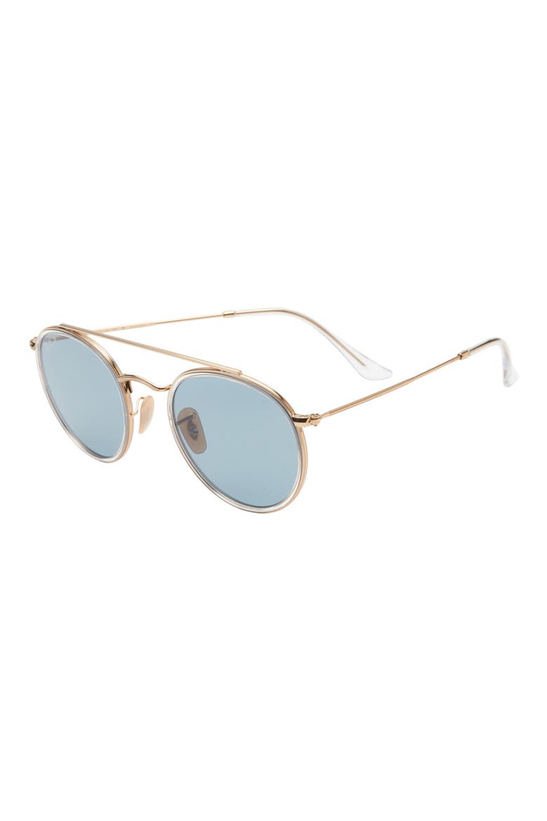 51mm Polarized Round Sunglasses, Alternate, color, GOLD FLASH