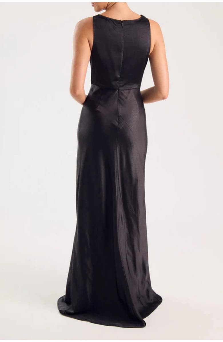 Six Stories Chiffon Bandeau Satin Maxi Dress, Alternate, color, Black