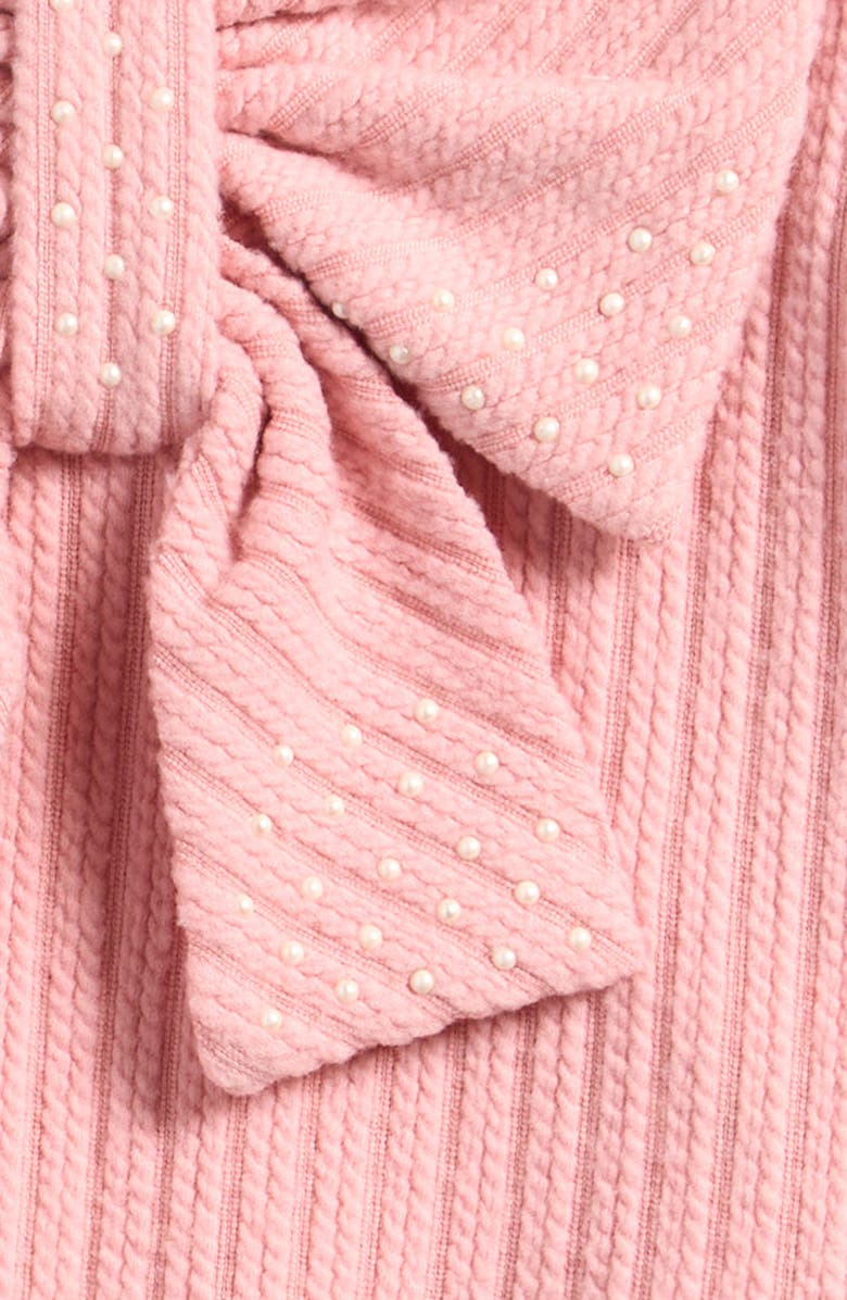 Truly Me Kids' 3D Bow Embellished Cable Knit Sweater, Alternate, color, Dusty Pink