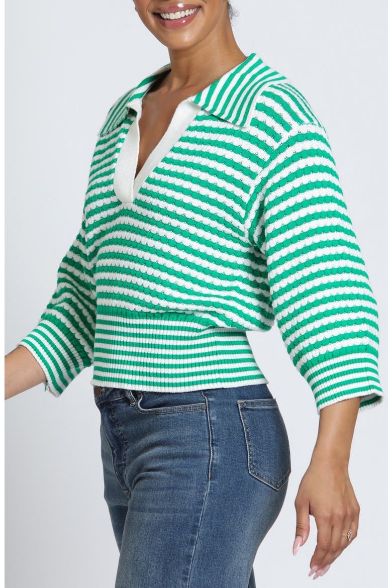 V-Neck Polo Sweater, Alternate, color, EMERALD ISLE