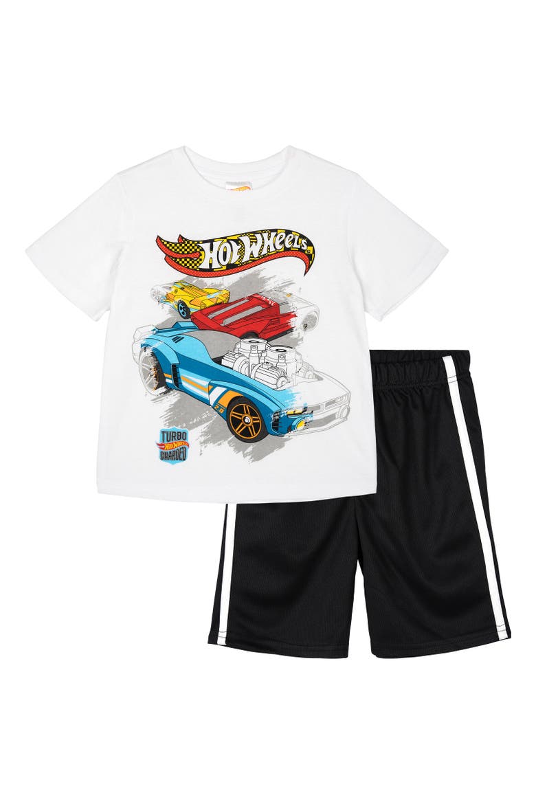 Boys' Athletic 2-Piece T-Shirt and Shorts Set, Main, color, Hot Wheels White