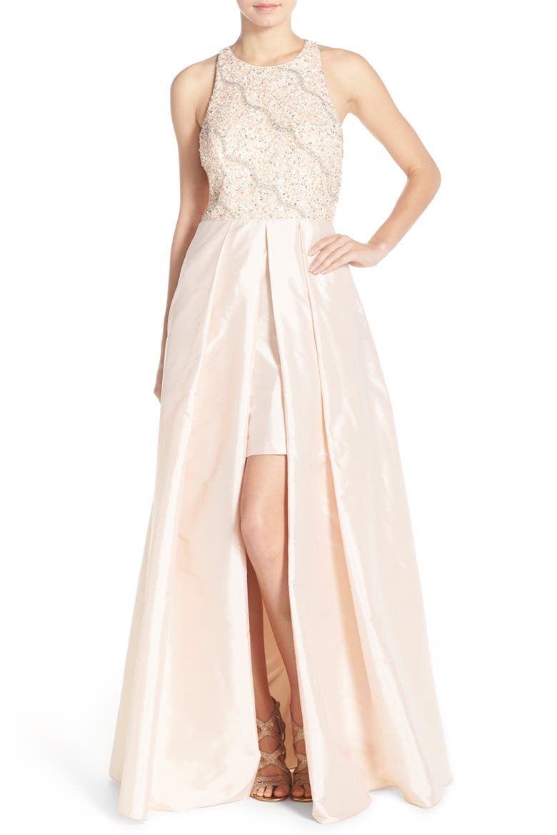Embellished Taffeta Ballgown, Main, color, LIGHT CHAMPAGNE