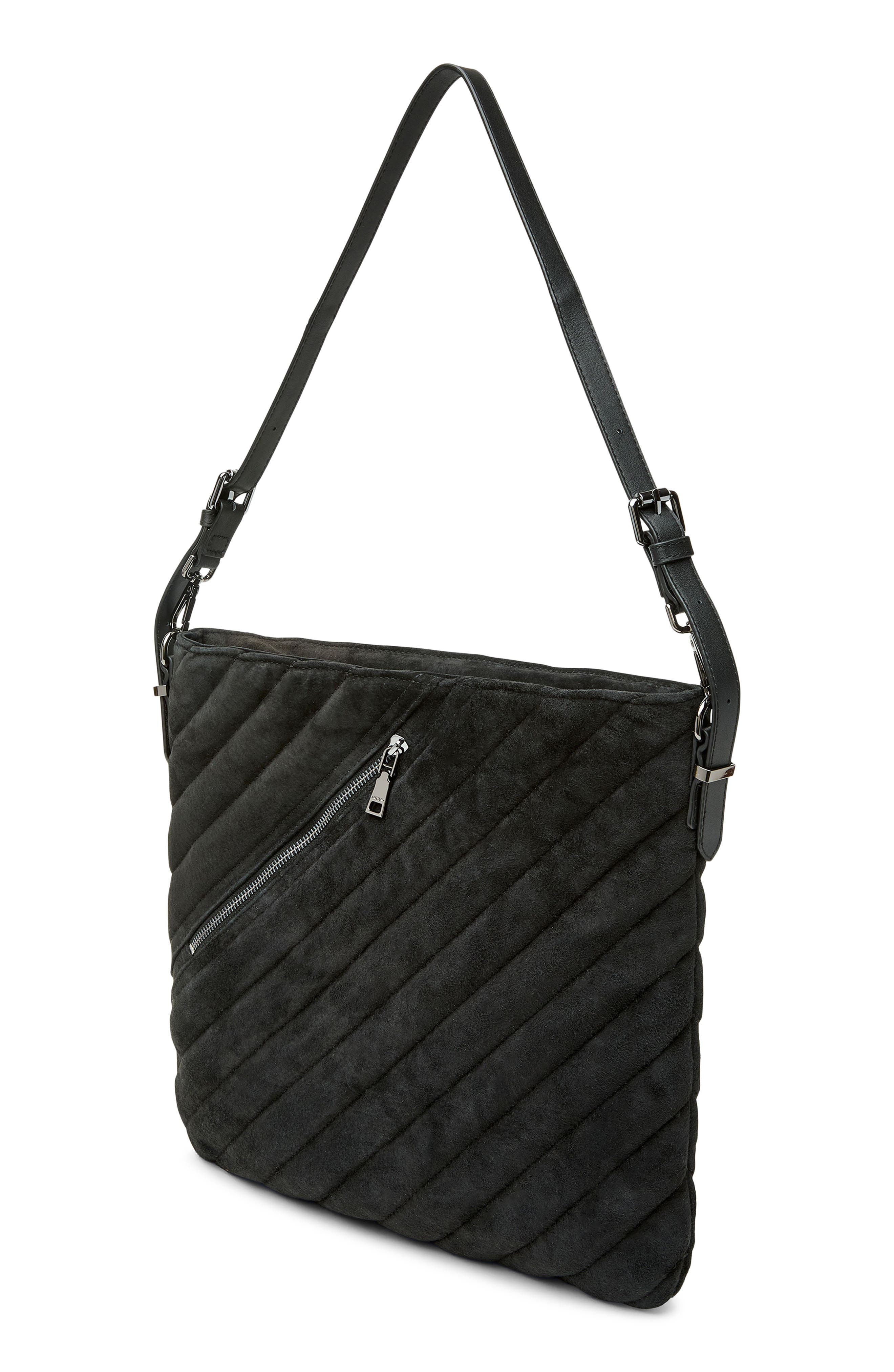 THINK ROYLN VIP Quilted Suede Shoulder Bag, Alternate, color, Black Suede
