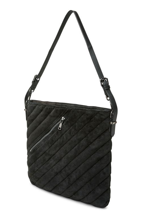 Think Royln Vip Quilted Suede Shoulder Bag In Black