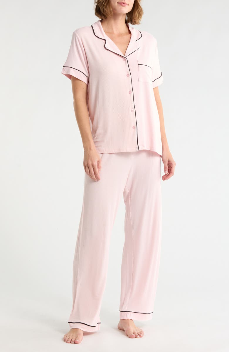 French Connection Piped Pajamas, Main, color, Heavenly Pink