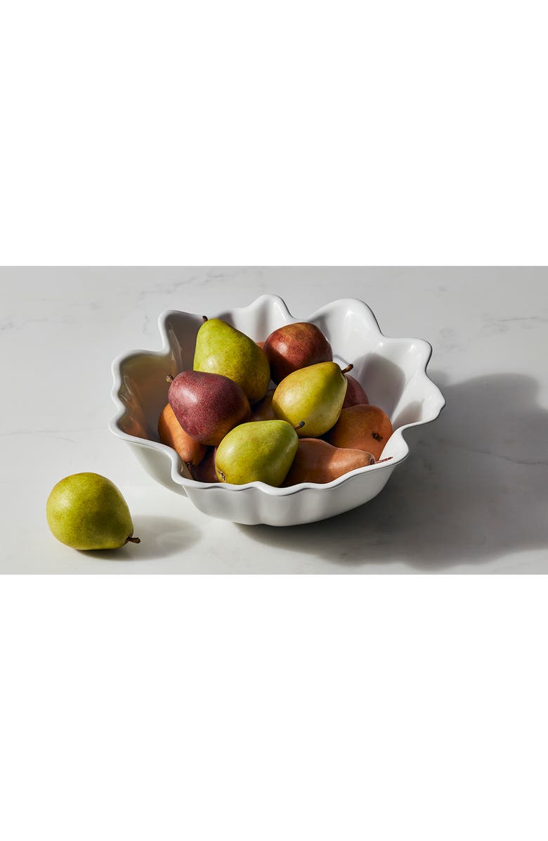 Le Creuset Iris Stoneware Ruffle Serving Bowl, Alternate, color, White