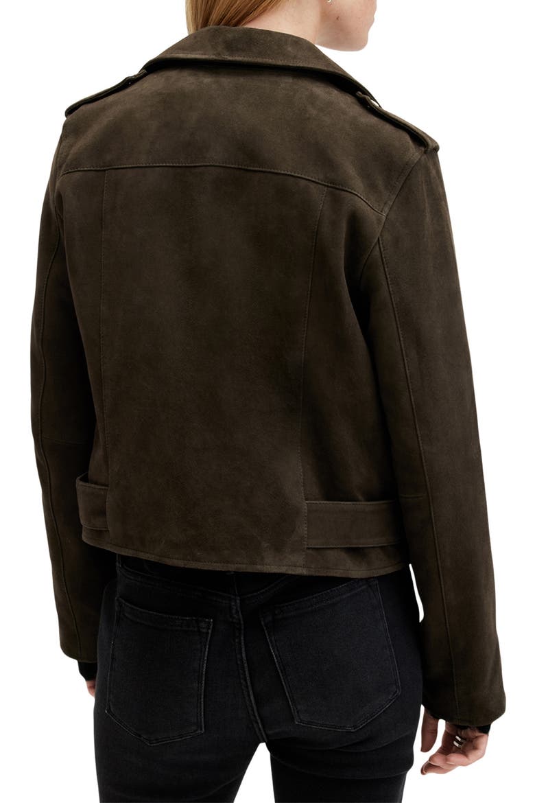 Suede Moto Jacket, Alternate, color, TARMAC GREEN