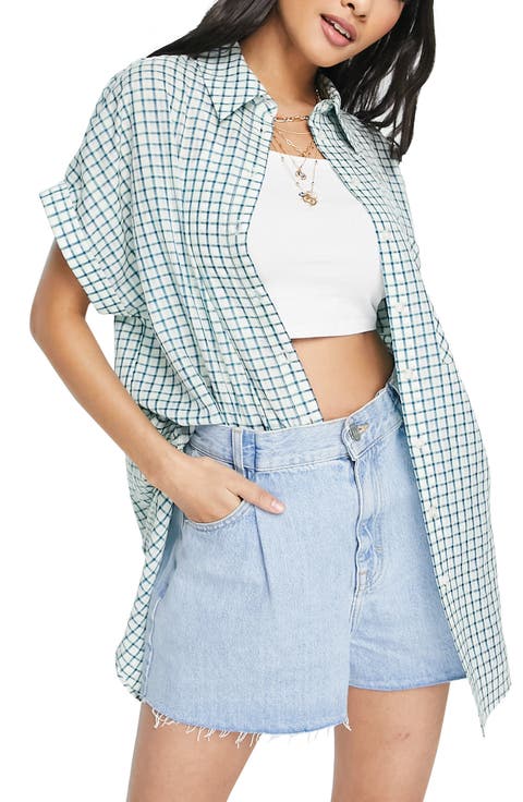 Check Short Sleeve Button-Up Shirt