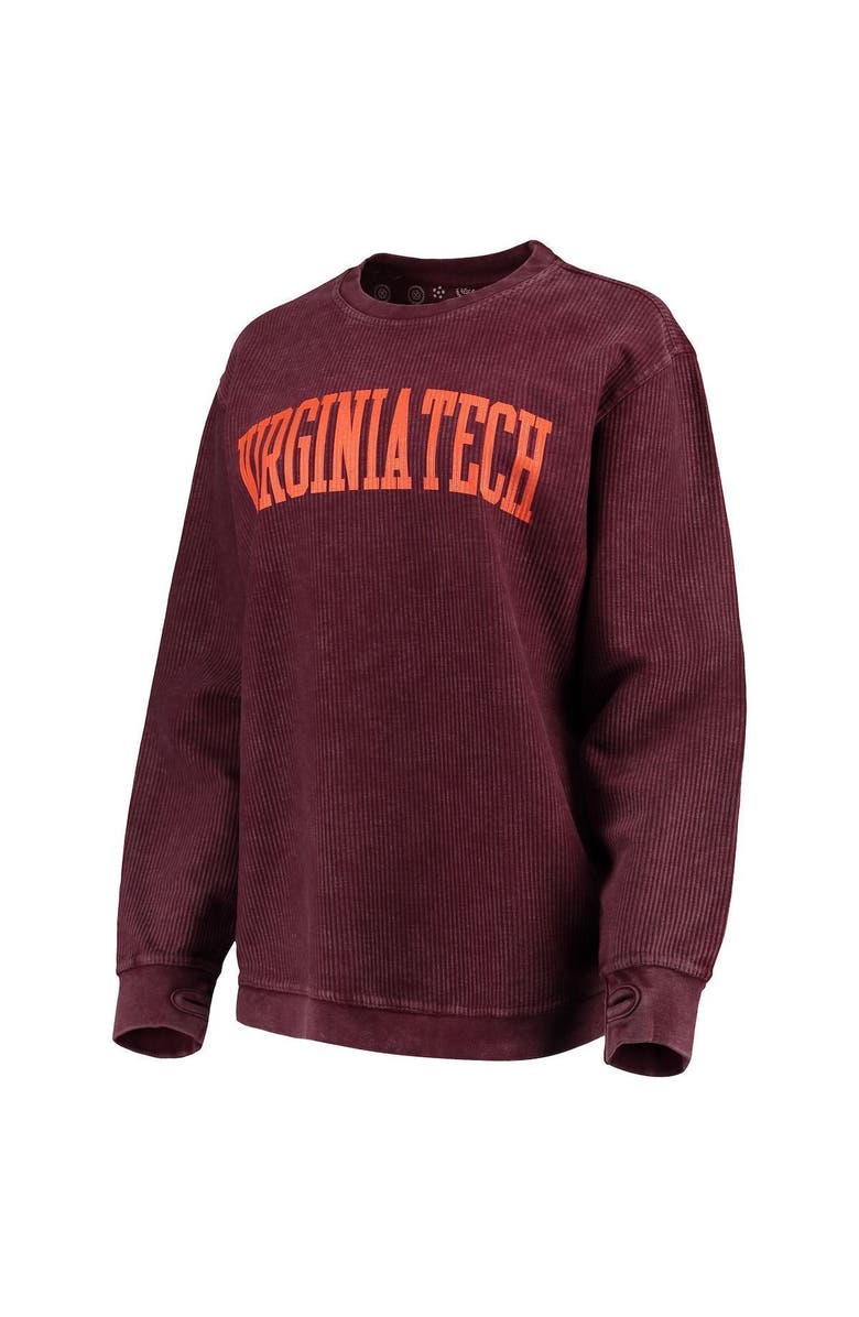 PRESSBOX Women's Pressbox Maroon Virginia Tech Hokies Comfy Cord Vintage Wash Basic Arch Pullover Sweatshirt, Alternate, color, Maroon