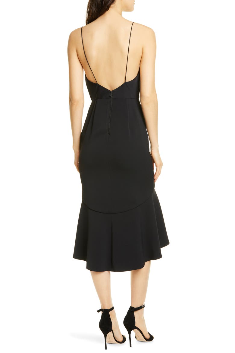 Adrina Flounce Hem Midi Dress, Alternate, color, BLACK
