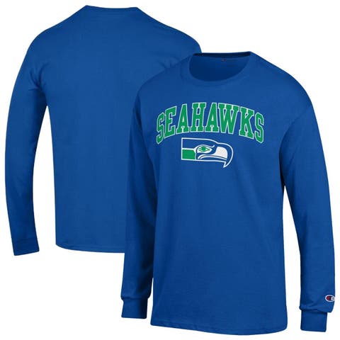 Men's Champion Royal Seattle Seahawks Arch Over Logo Long Sleeve T-Shirt