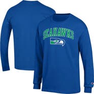 Champion Men's Champion Royal Seattle Seahawks Arch Over Logo Long Sleeve T-Shirt