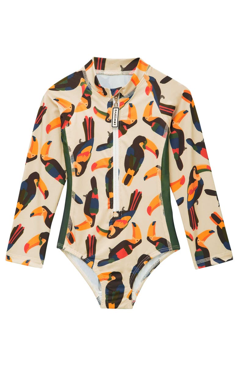 Roarsome Toucan Swim Suit, Main, color, Dark Green