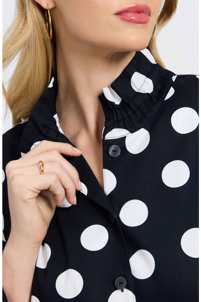 Carolina Dot Print Cotton Button-Up Shirt, Alternate, color, BLACK/ WHITE