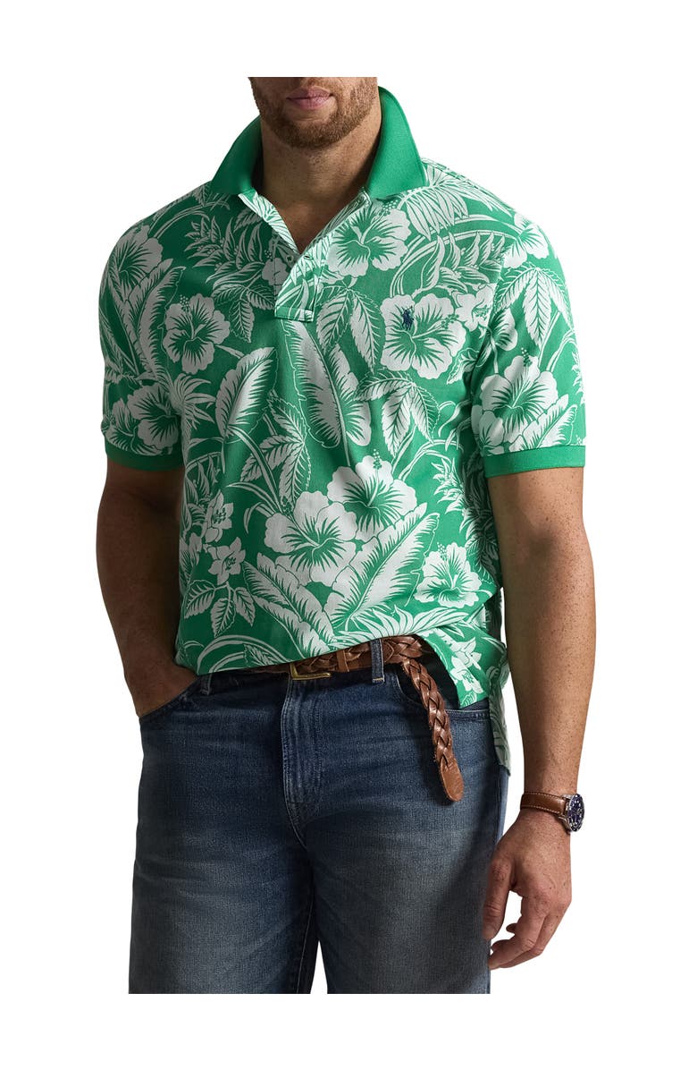 Polo Ralph Lauren Big & Tall Sweetheart Floral Mesh Polo Shirt, Main, color, Biscay Green