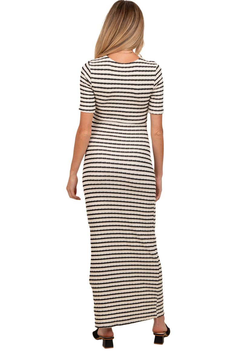 PinkBlush Striped Knit Short Sleeve Maxi Dress, Alternate, color, Ivory