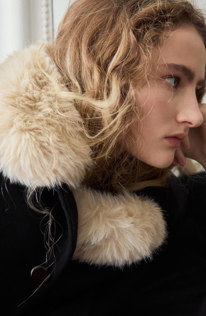 MANGO Wool Blend Crop Jacket, Alternate, color, Black