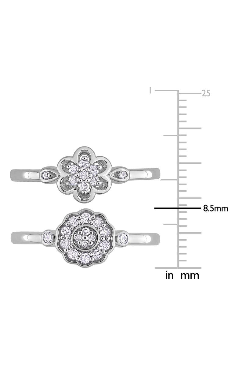 DELMAR Set Of 2 Floral Diamond Rings - 0.29ct., Alternate, color, Silver