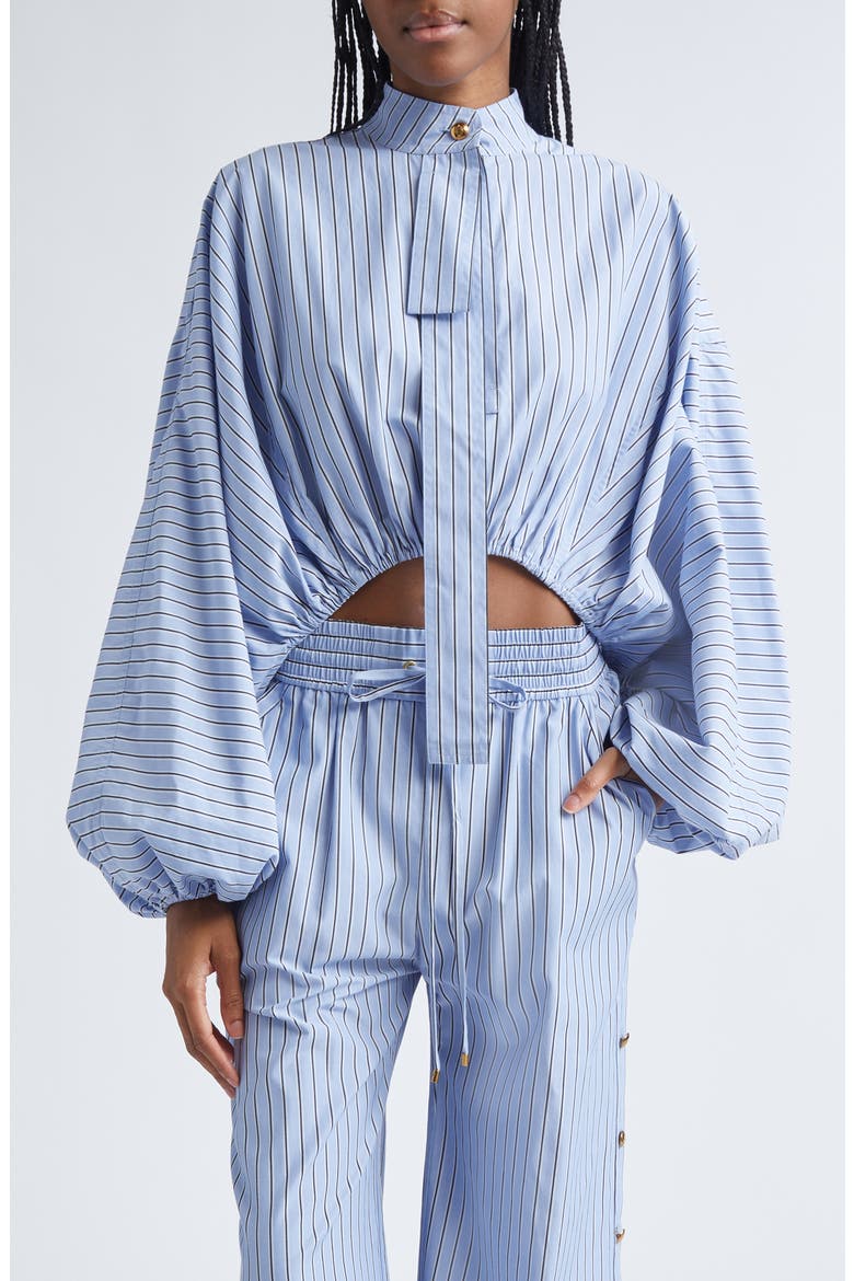 Stripe Poplin Crop Top, Main, color, HYDRANGEA STRIPE