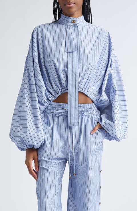 Zimmermann Stripe Poplin Crop Top (Regular & Petite)