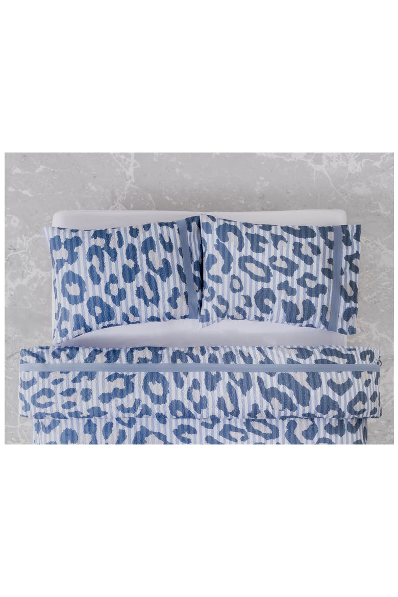 Leopard Print Seersucker Cotton King Sheet Set, Alternate, color, BLUE