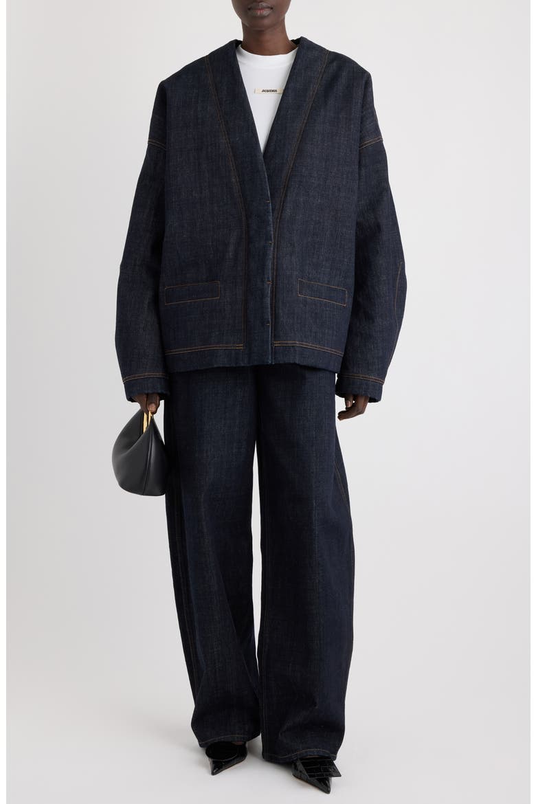 Le de-Nîmes Ovalo Wide Leg Jeans, Alternate, color, DARK NAVY