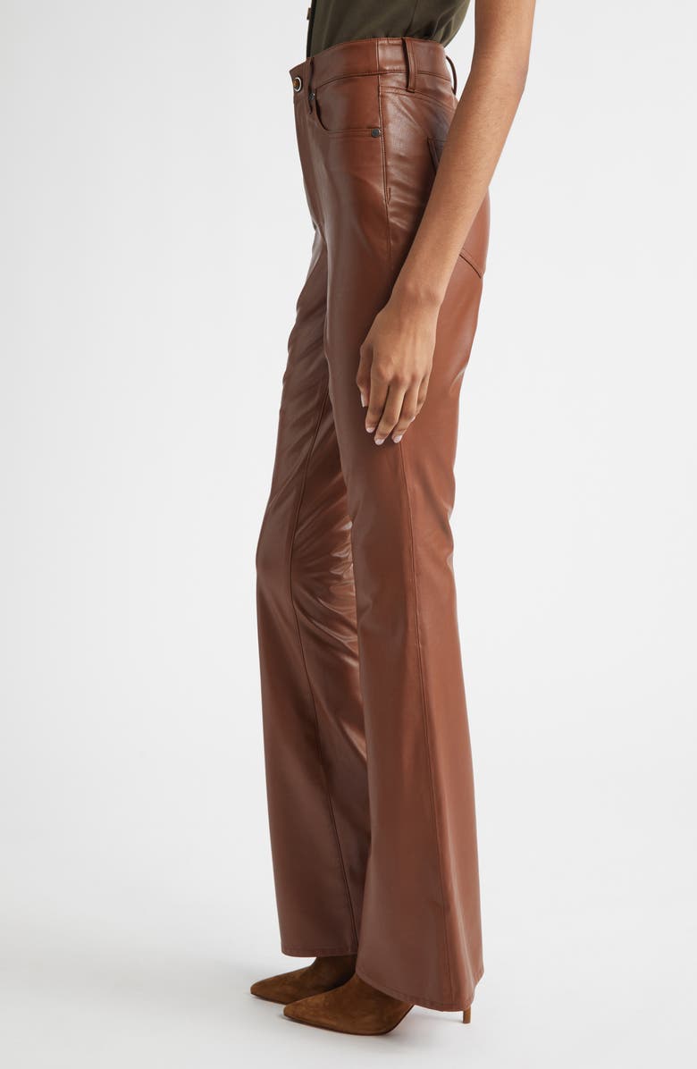 Veronica Beard Beverly High Waist Skinny Flare Faux Leather Jeans, Alternate, color, Mahogany