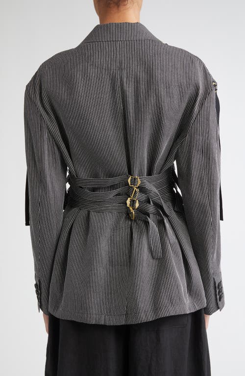Undercover Seersucker Blazer In Black Stripe