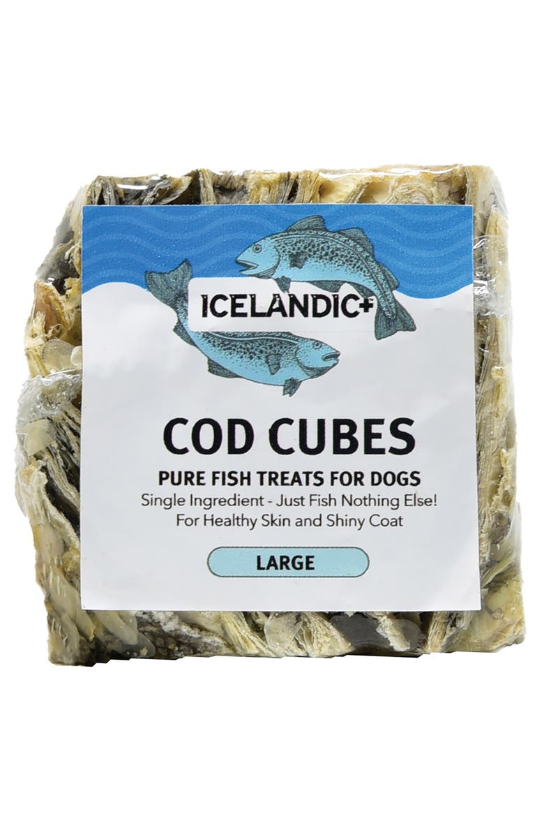 ICELANDIC+ Large Cod Skin 2" Cube Dog Treat, Main, color, Multicolored