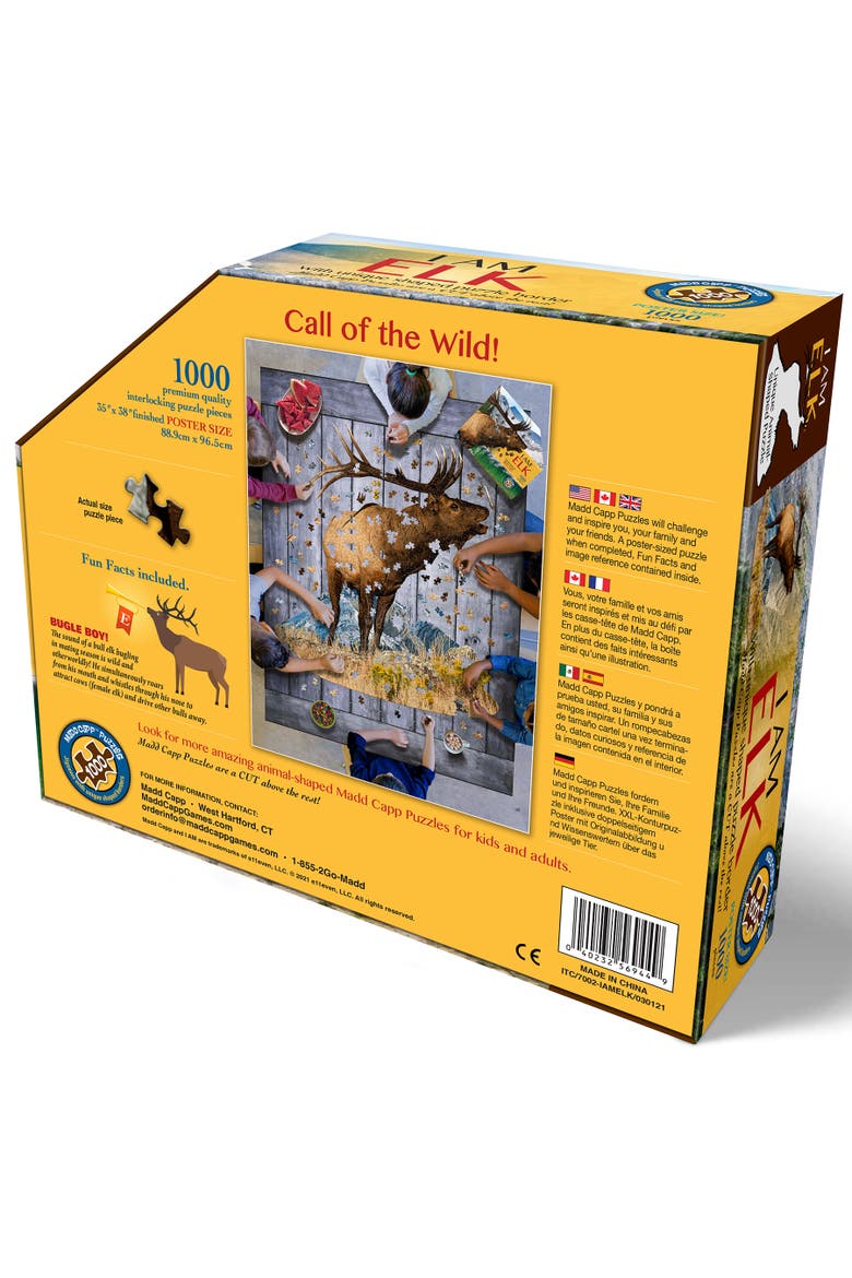 Puzzles I Am Elk 1000 Pieces Animal Shaped Jigsaw Puzzle, Alternate, color, Multicolored