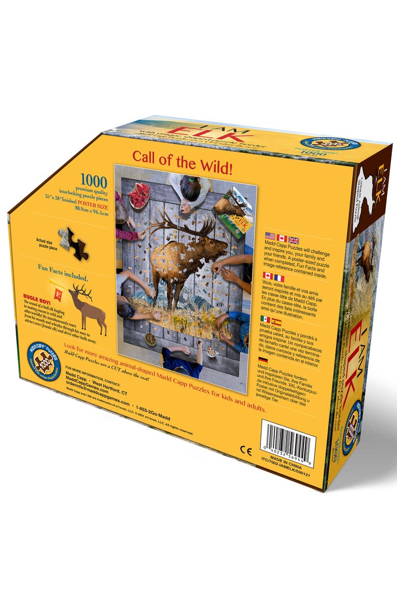 Madd Capp Puzzles I Am Elk 1000 Pieces Animal Shaped Jigsaw Puzzle, Alternate, color, Multicolored