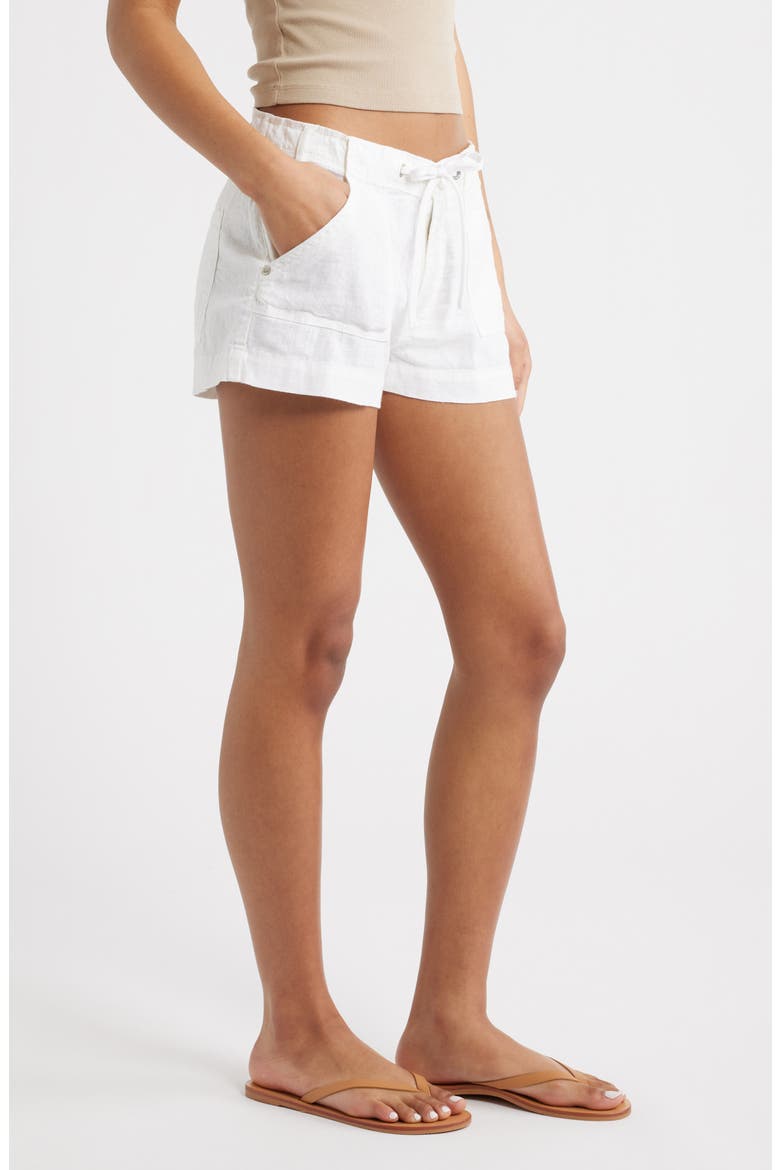 Linen & Cotton Drawstring Shorts, Alternate, color, WHITE