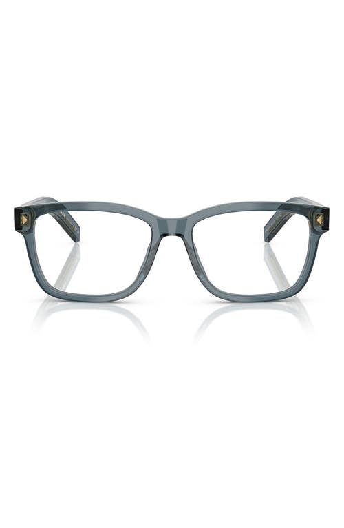 Prada 53mm Rectangular Optical Glasses In Blue