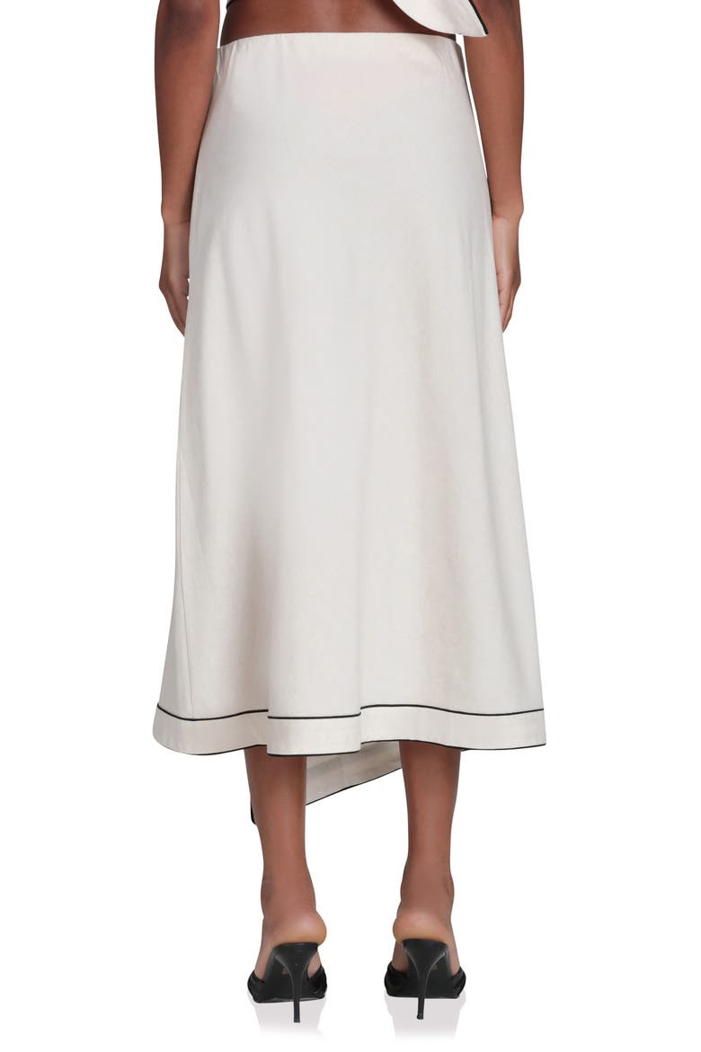 Asymmetric Faux Wrap Midi Skirt, Alternate, color, OATMEAL-BLACK