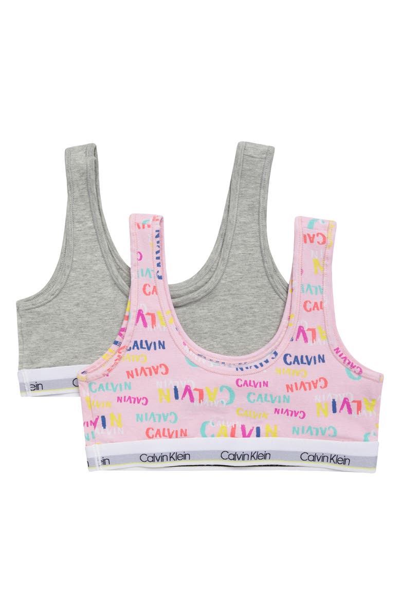 Calvin Klein Kids' Assorted 2-Pack Bralettes, Alternate, color, Pink /Heather Grey
