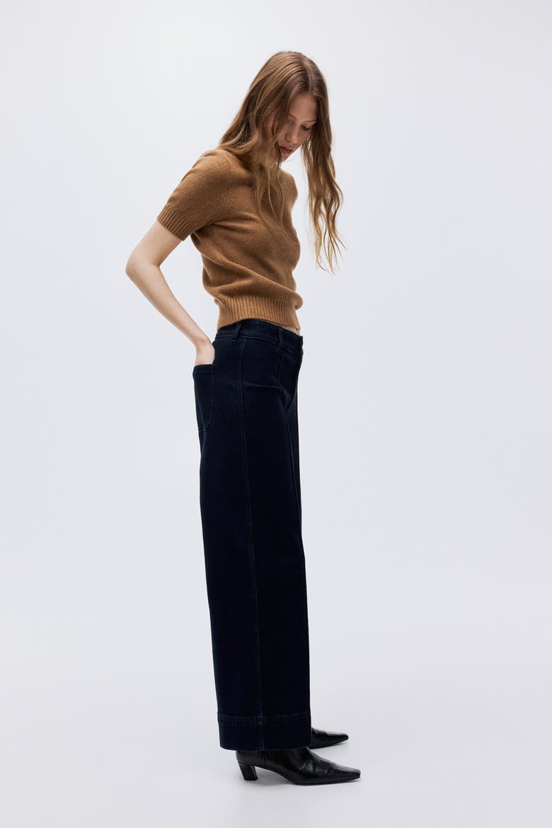 Wide High Ankle Jeans, Alternate, color, Dark denim blue